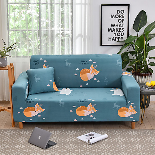 

Fox Print 1-Piece Sofa Cover Couch Cover Furniture Protector Soft Stretch Slipcover Spandex Jacquard Fabric Super Fit for 1~4 Cushion Couch and L Shape Sofa,Easy to Install(1 Free Cushion Cover)