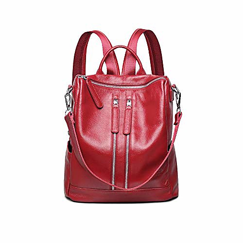 

travel backpack purse for women convertible leather shoulder weekender bag (red)