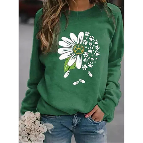 

Women's Pullover Sweatshirt Plants Graphic Floral Daily Casual Hoodies Sweatshirts Loose Blue Red Khaki