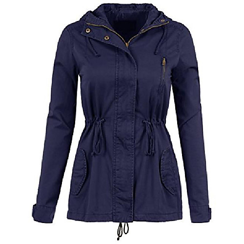 

ddo womens fully lined anorak jacket with hooded and waist drawstring-m-navy