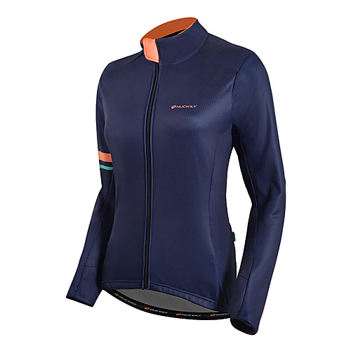 

Nuckily Women's Long Sleeve Cycling Jersey Winter Fleece Blue Solid Color Bike Jersey Top Mountain Bike MTB Warm Sports Clothing Apparel / Micro-elastic