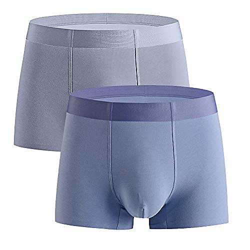

mens ultrathin cotton soft boxer briefs for summer comfort stretch tagless underwear no fly underpants 2 pack, grey/light blue, small