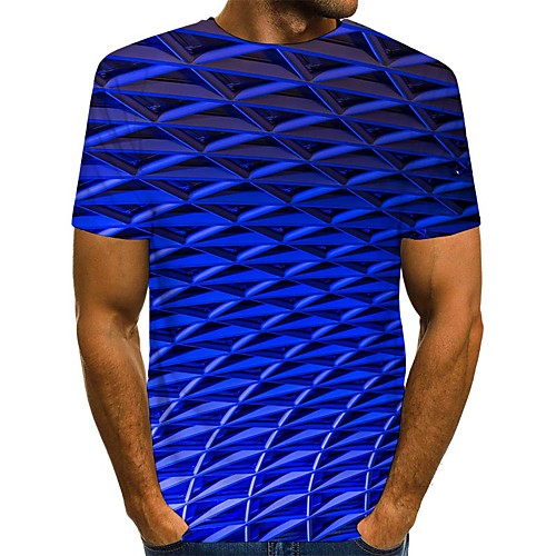 

Men's T shirt 3D Print Graphic Print Short Sleeve Daily Tops Streetwear Blue