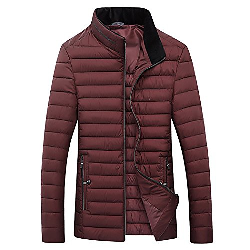 

men's lightweight stand collar packable quilted puffer down jacket coat winered l