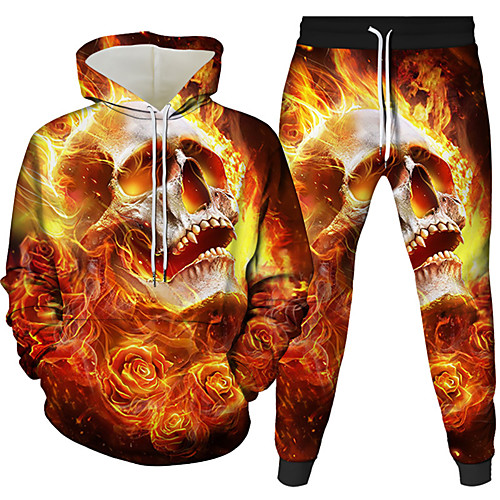 

Men's 3D Hoodies Set Graphic 3D 2 Piece Daily 3D Print Casual Hoodies Sweatshirts Black Blue Yellow