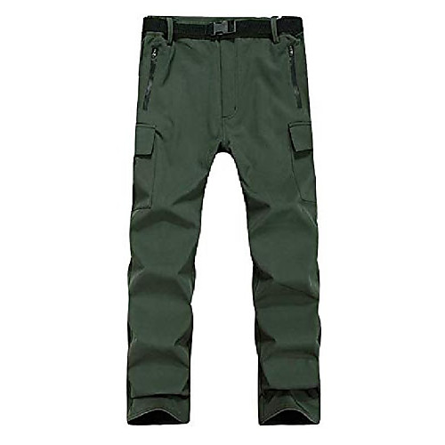 

men's basic outdoor gore-tex pants thicken mountaineering windproof waterproof warm fleece pants army green