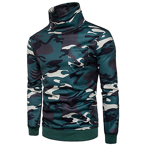 

Men's Hunting Jacket Outdoor Thermal Warm Breathable Warm Outdoor Fall Spring Camo Coat Top Cotton Camping / Hiking Hunting Fishing Blue Green