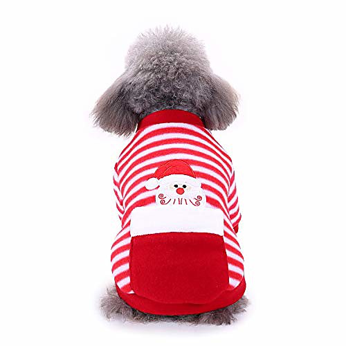 

christmas pet dog cat fashion coats comfortable pet clothes festival dress santa striped hoodie winter