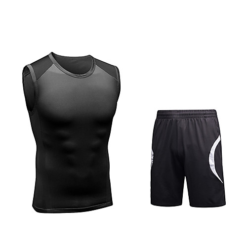 

Men's Patchwork Tracksuit Activewear Set Athletic Athleisure Sleeveless 2pcs Breathable Quick Dry Moisture Wicking Fitness Gym Workout Running Walking Jogging Sportswear Normal Outfit Set Clothing