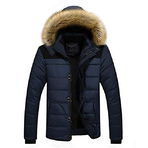 

soluo men's winter thicken coat faux fur lined jacket with removable hood outerwear overcoat (navy blue,medium)