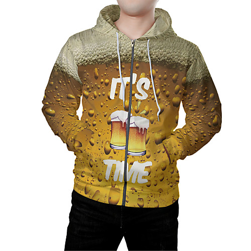 

Men's Zip Up Hoodie Sweatshirt Graphic 3D Front Pocket Hooded Daily Weekend 3D Print 3D Print Hoodies Sweatshirts Long Sleeve Yellow