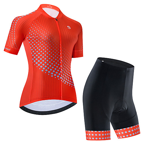 

21Grams Women's Short Sleeve Cycling Jersey with Bib Shorts Cycling Jersey with Shorts Black Red BlackWhite Polka Dot Bike Breathable Quick Dry Sports Polka Dot Mountain Bike MTB Road Bike Cycling