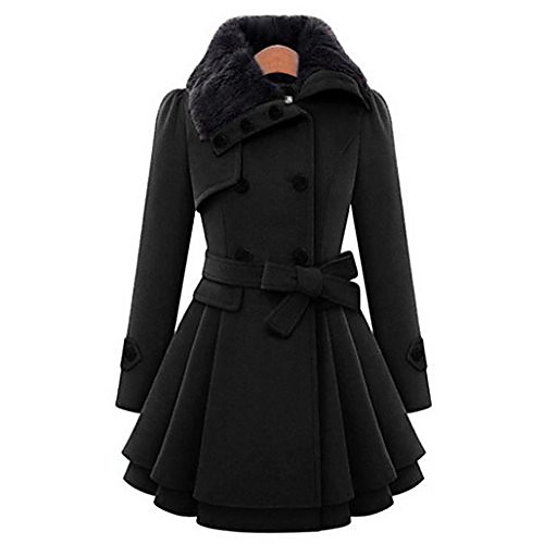 

women warm elegant slim coat jacket thick parka overcoat long winter anorak outwear (xxl, black)