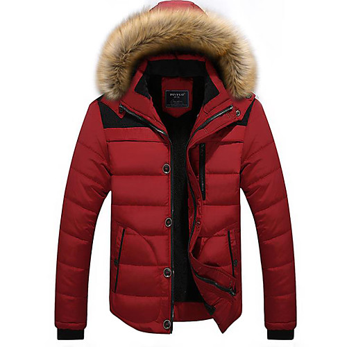 

Men's Parka Parka Solid Colored Cotton Black / Red / Khaki M / L / XL