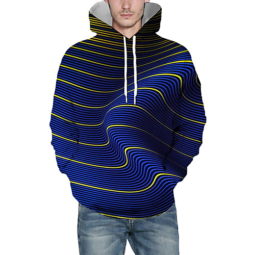 

Men's Pullover Hoodie Sweatshirt Graphic Abstract 3D Front Pocket Daily 3D Print 3D Print Casual Hoodies Sweatshirts Blue