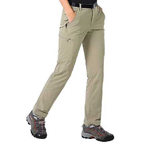 

women's outdoor hiking travel cargo pants lightweight stretch active pants with 4 zipper pockets, quick dry, rock grey, l
