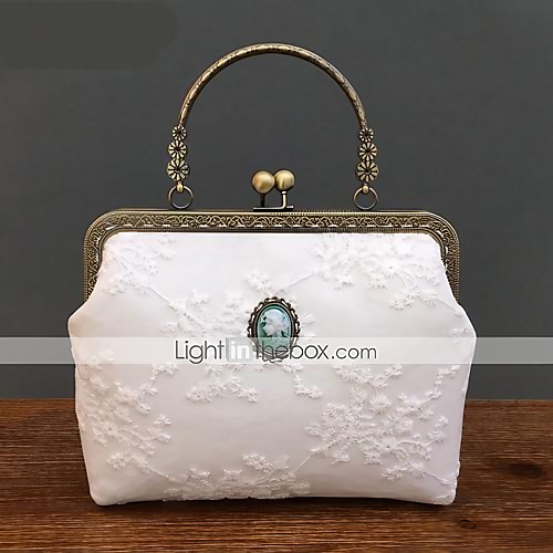 

Women's Bags Polyester Top Handle Bag Lace Zipper Floral Print Date 2021 White Black Sky Blue Gray