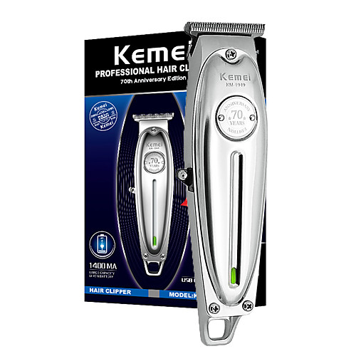 

Kemei 1949 Professional Hair Clipper All Metal Men Electric Cordless Hair Trimmer 0mm Baldheaded T Blade Finish Haircut Machine