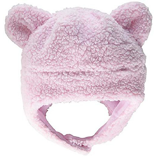 

girls ted fur hat, puff pink, 5-8 little kids