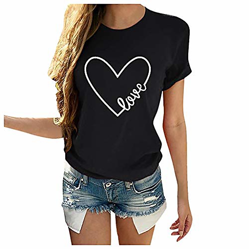 

shirts for women fashion round neck cute cat letter print tee shirt funny casual short sleeve t-shirt top blouses (black, medium)
