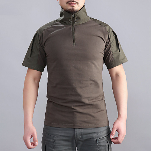 

Men's Camouflage Hunting T-shirt Short Sleeve Outdoor Summer Windproof Well-ventilated Breathability Soft Camo / Camouflage Clothing Suit Cotton Camping / Hiking Hunting Fishing Traveling Black