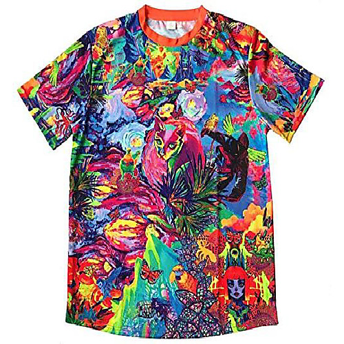 

with blue purple orange red yellow gradient neon glowing in the dark xl tshirt