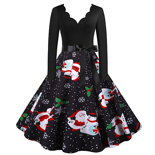 

Santa Suit Dress Adults' Women's New Dress Festival Christmas Halloween New Year Festival / Holiday Terylene Black Women's Easy Carnival Costumes Vintage Christmas