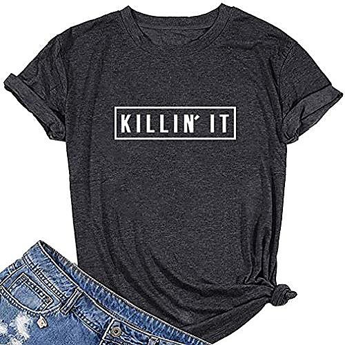 

women killin it graphic cute t shirt funny tees gray small
