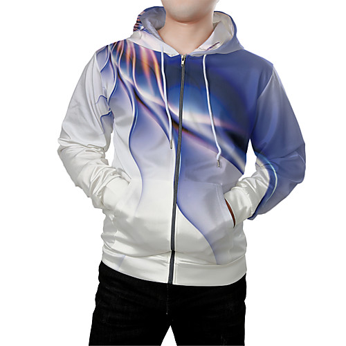

Men's Zip Up Hoodie Sweatshirt Graphic 3D Front Pocket Daily Weekend 3D Print 3D Print Hoodies Sweatshirts Blue