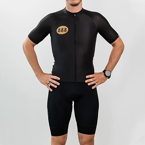 

Men's Short Sleeve Cycling Jersey with Shorts Elastane Navy Solid Color Bike Breathable Quick Dry Sports Solid Color Mountain Bike MTB Clothing Apparel / Micro-elastic