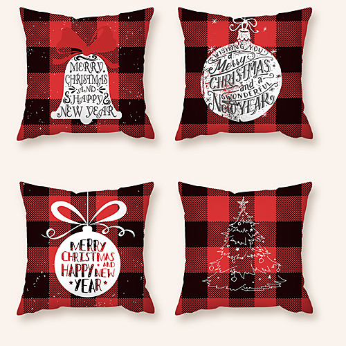 

Cushion Cover 4PCS Christamas Party Decoration Christamas Gift Short Plush Soft Decorative Square Throw Pillow Cover Cushion Case Pillowcase for Sofa Bedroom 45 x 45 cm (18 x 18) Superior Quality
