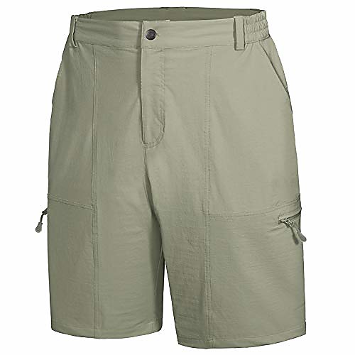 

men's outdoor hiking shorts lightweight stretch quick dry cargo shorts upf 50 travel fishing golf shorts, silver sage l
