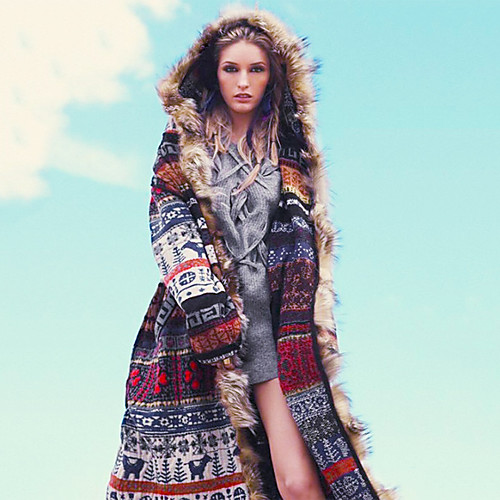 

Women's Print Active Spring & Fall Trench Coat Long Holiday Long Sleeve Wool Coat Tops Rainbow