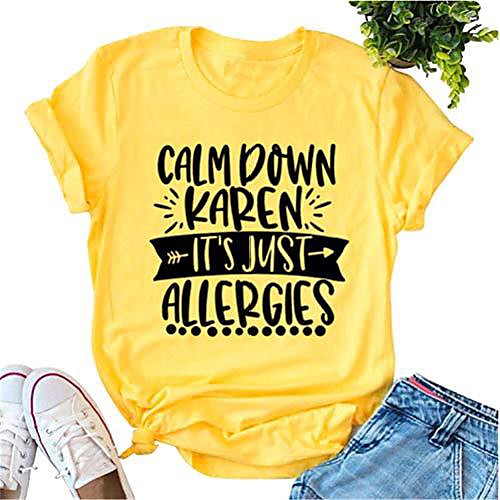 

calm down karen t shirts for women cute graphic shirts summer casual short sleeve tee tops