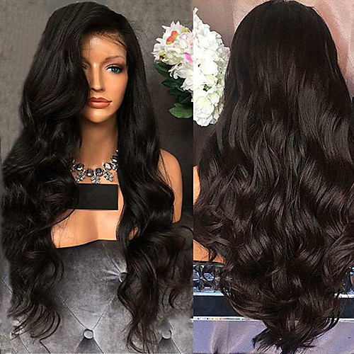 

Synthetic Wig Curly Wavy Middle Part Wig Long Black Synthetic Hair 26 inch Women's Fashionable Design Party Comfortable Black(non-lace)
