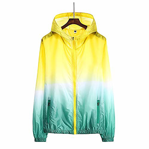 

unisex quick dry pockets hooded anti uv sunlight waterproof fishing running jacket skin coat yellow green xxxl