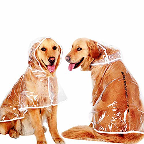 

dog raincoat pet rain jacket transparent waterproof hooded clothes puppy pet rainwear transparent orange edge xs