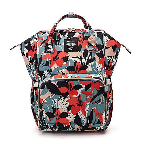 

Women's Oxford Diaper Bag Commuter Backpack Large Capacity Waterproof Pattern / Print Zipper Floral Print Daily Outdoor Backpack Blue Red