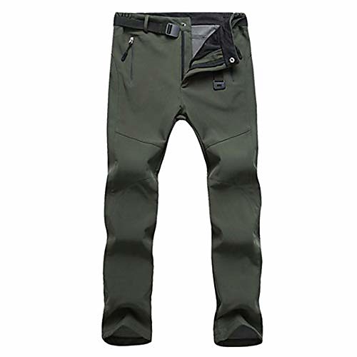 

men women winter softshell thermal velvet pants windproof thick stretch trousers lined fleece zipper jogger women dark green l