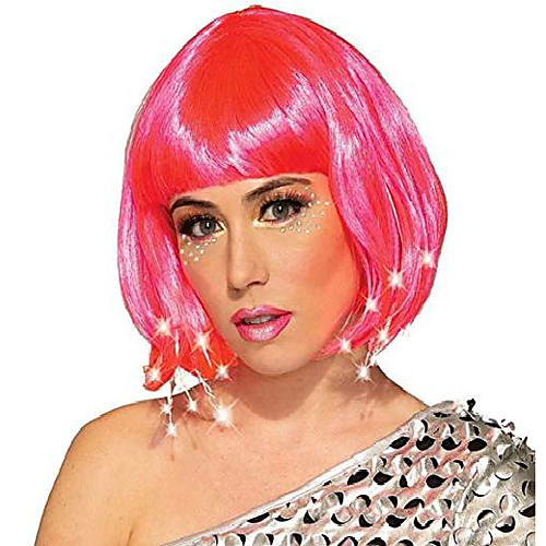 

women's light up costume wig, hot pink, os