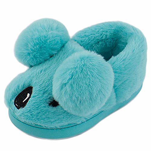 

boy's girl's home slippers toddler little kid indoor house slip on shoes (blue,11-12)