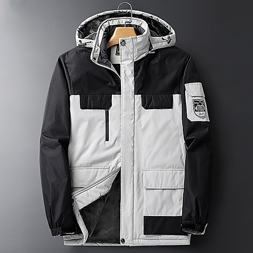 

Men's Hiking Jacket Winter Outdoor Thermal Warm Waterproof Windproof Breathable Jacket Winter Jacket Top Hunting Climbing Outdoor Dark Grey Black Army Green Orange Ivory