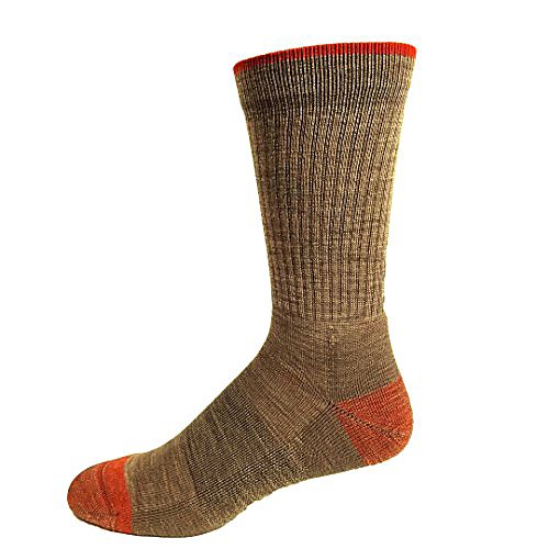 

merino wool light cushion hiking work boot crew socks made in the usa (medium, camel/rust)