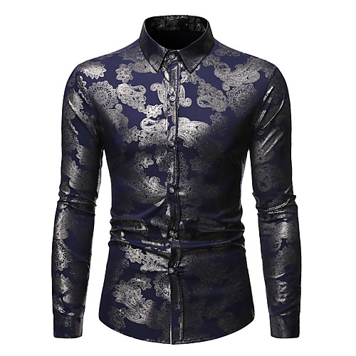 

men's rose floral long sleeve dress shirts shiny satin silk like jacquard party prom shirt tops zlcl24-off-white medium