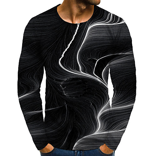 

Men's T shirt 3D Print Graphic 3D Plus Size Print Long Sleeve Daily Tops Black