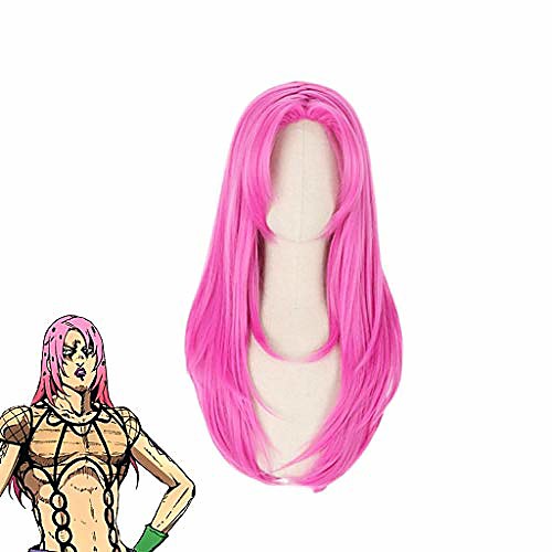 

jojo's bizarre adventure golden wind diavolo pink long wig cosplay costume heat resistant synthetic hair