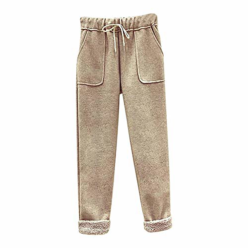 

yoga leggings for women, wool warm high waist straight nine pants fall winter loose casual wild wide leg pant khaki