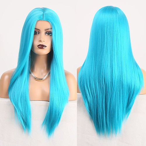 

Cosplay Costume Wig Synthetic Wig Straight Natural Straight Middle Part Wig Long Lake Blue Synthetic Hair Women's Odor Free Fashionable Design Soft Blue / Heat Resistant