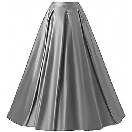 

women's high waist maxi skirt with pockets satin pleated cocktail dress,grey