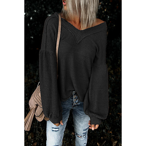 

Women's Blouse Plain Long Sleeve V Neck Tops Cotton Sexy Basic Top Black Blue Red